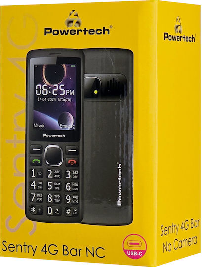 Powertech Sentry 4G Bar NC Dual SIM (48MB/128MB) Mobile with Buttons (Greek Menu) Black view 3