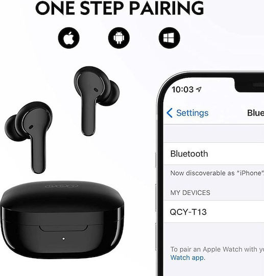 QCY T13 In-ear Bluetooth Handsfree Earphones with Sweat Resistance and Charging Case Black vista 2
