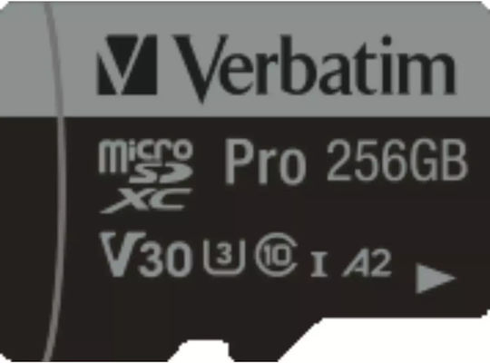 Verbatim Pro microSDXC 256GB U3 V30 A2 UHS-I 100MB/s with Adapter view 4