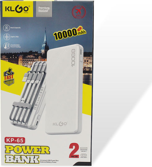 KLGO KP-65 Power Bank 10000mAh 37W with USB-A Port Black view 3