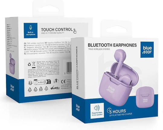 Blue Star FI7 In-ear Bluetooth Handsfree Earphones with Charging Case Purple