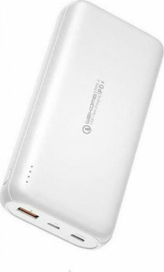 WK Gifon WP-187 Power Bank 10000mAh 18W with USB-A Port and USB-C Port Quick Charge 3.0 White