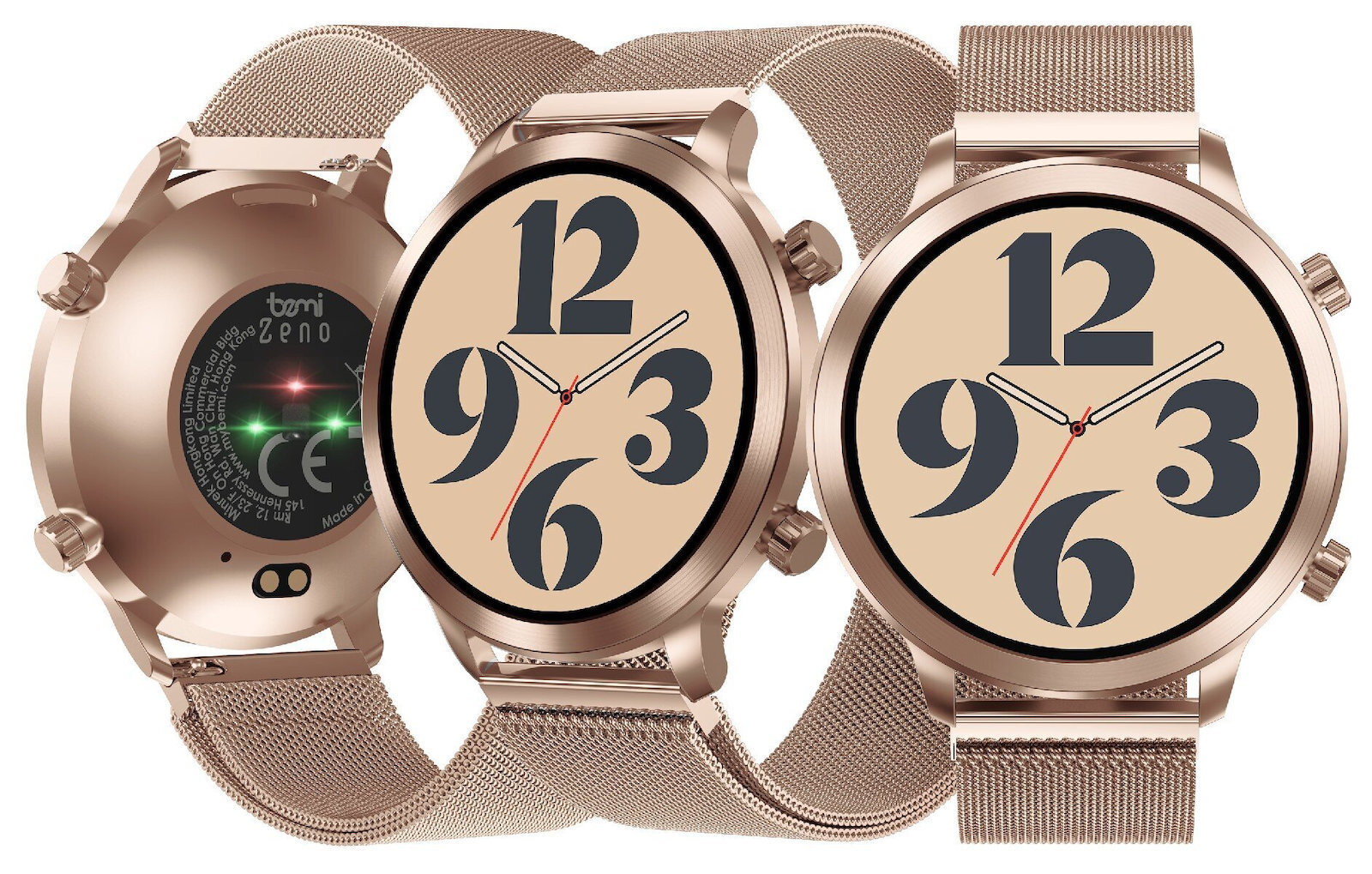 Bemi Zeno AI Stainless Steel Smartwatch with Heart Rate Monitor Gold view 4