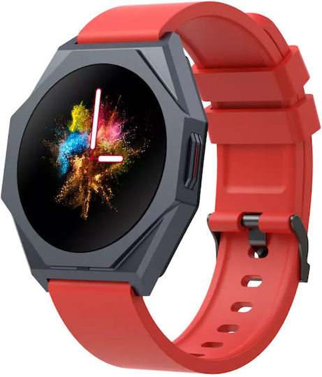 Canyon Otto SW-86 Waterproof Smartwatch with Heart Rate Monitor (Red)