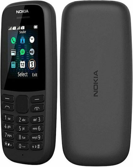 Nokia 105 (2019) Single SIM Mobile with Buttons (English Menu) Black view 2