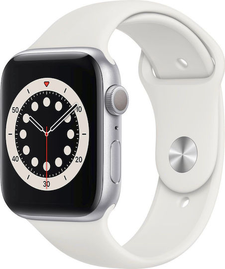 Apple Watch Series 6 Aluminium 44mm Waterproof with Heart Rate Monitor (White) view 2