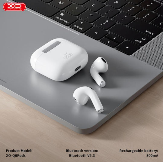 XO Q6 Pro Earbud Bluetooth Handsfree Earphones with Charging Case White view 6
