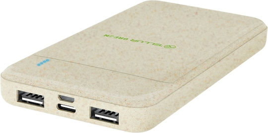 Tellur PD103 Power Bank 10000mAh 18W with 2 USB-A Ports and USB-C Port Power Delivery Green
