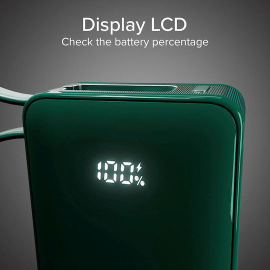 SBS Power Bank 10000mAh 22.5W with USB-A Port and USB-C Port Power Delivery Green view 4