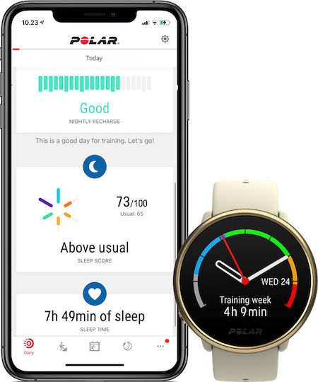 Polar Ignite 2 Stainless Steel 43mm Waterproof Smartwatch with Heart Rate Monitor (Champagne) view 4