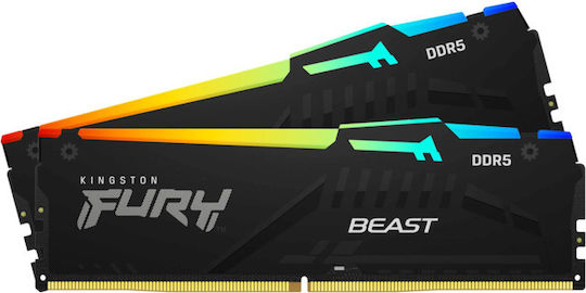 Kingston Fury Beast RGB 32GB DDR5 RAM with 2 Modules (2x16GB) and 6000 Speed for Desktop (KF560C30BBAK2-32) view 5