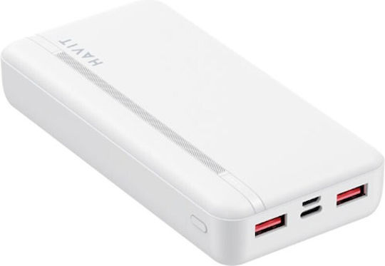 Havit PB92 Power Bank 20000mAh 22.5W with 2 USB-A Ports and USB-C Port Power Delivery White vue 4
