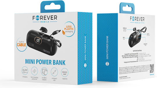 Forever MTB-100 USB-C Power Bank 5000mAh 22.5W Black view 1