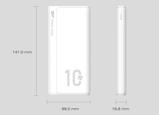 Silicon Power QP15 Power Bank 10000mAh 18W with 2 USB-A Ports and USB-C Port Power Delivery / Quick Charge 3.0 White vista 4