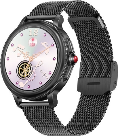Cf96 1.2 Inch Waterproof Smart Steel Strap Wristband Support Heart Rate Monitoring Blood Pressure Monitoring Black view 1