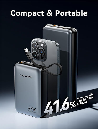 Vention FHG Power Bank 20000mAh 45W with USB-A Port and USB-C Power Delivery Port Beige view 6