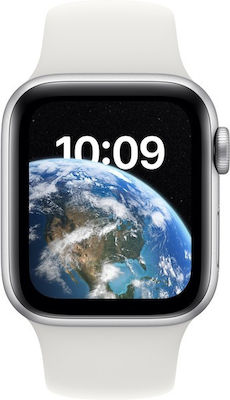 Apple Watch SE 2022 Cellular Aluminium 40mm Waterproof with eSIM and Heart Rate Monitor (Silver with White Sport Band) view 4