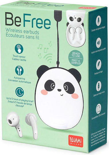 Legami Milano Be Free Earbud Bluetooth Handsfree Headphones With Charging Case Panda view 1