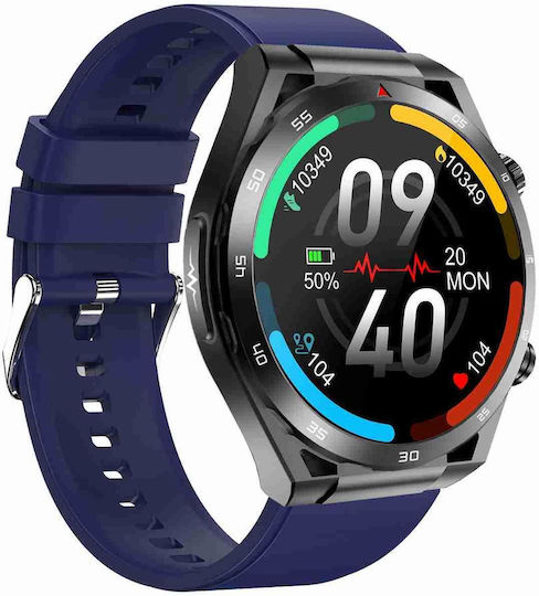 Et450 1.39 Inch Ip67 Waterproof Silicone Band Smart Watch Support Ecg Non-invasive Blood Glucose Measurement Blue