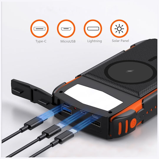 4Smarts Rugged Titanpack Ultimag Solar MagSafe Power Bank 20000mAh 15W with USB-A Port and USB-C Port Power Delivery / Quick Charge 3.0 Black/Orange view 5