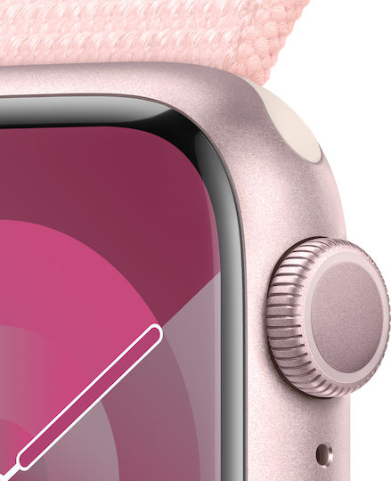 Apple Watch Series 9 Aluminium 41mm Waterproof with Heart Rate Monitor (Pink with Light Pink Sport Loop) view 3