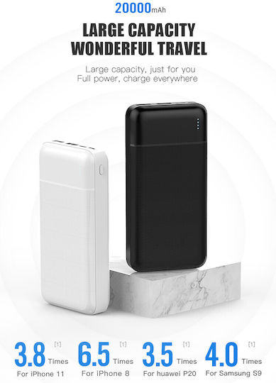 Platinet PL0410 Power Bank 20000mAh with 2 USB-A Ports Black vue 3
