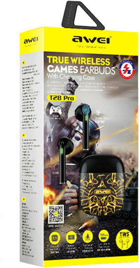 Awei T28 Pro In-ear Bluetooth Handsfree Earphones with Charging Case Black and Gray view 1