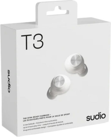Sudio T3 In-ear Bluetooth Handsfree Earphones with Sweat Resistance and Charging Case White view 2