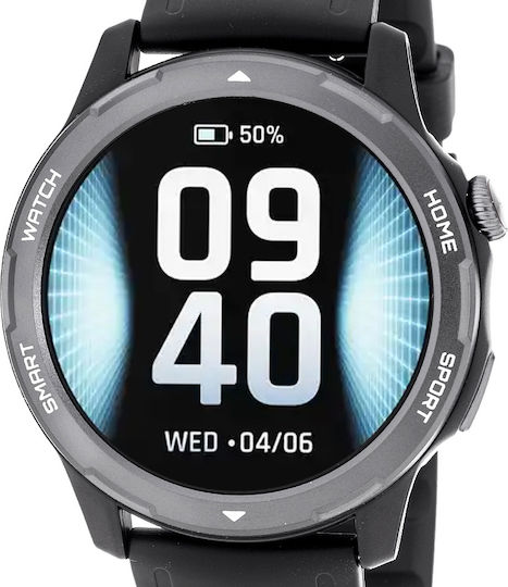 3Guys 3GW1451 45mm Smartwatch with Heart Rate Monitor (Black Silicone Strap) view 2