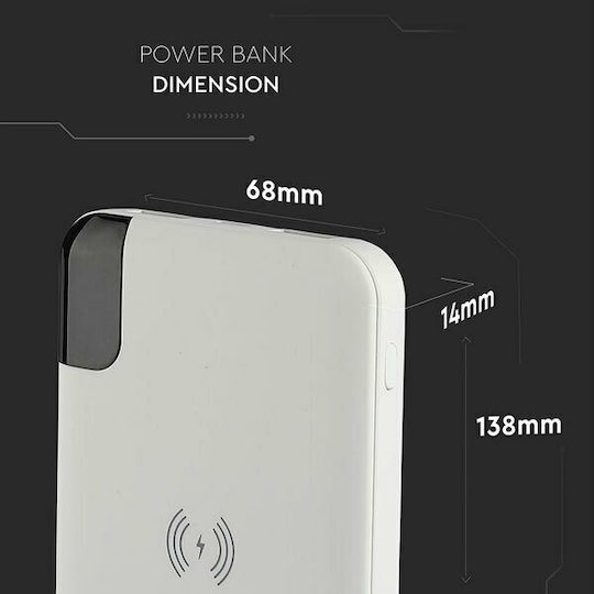 V-TAC VT-3509 Power Bank 8000mAh with 2 USB-A Ports White view 6