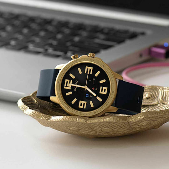 Oozoo Q00321 45mm Smartwatch with Heart Rate Monitor (Gold / Blue) view 3