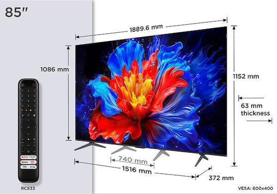 TCL Smart Television 85" 4K UHD QLED 85P8K HDR (2025) view 2