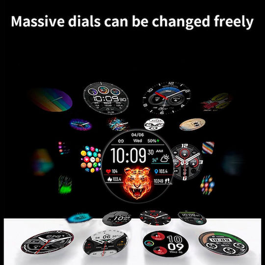 NX9 50mm Smartwatch with Heart Rate Monitor (Black / Khaki) view 7