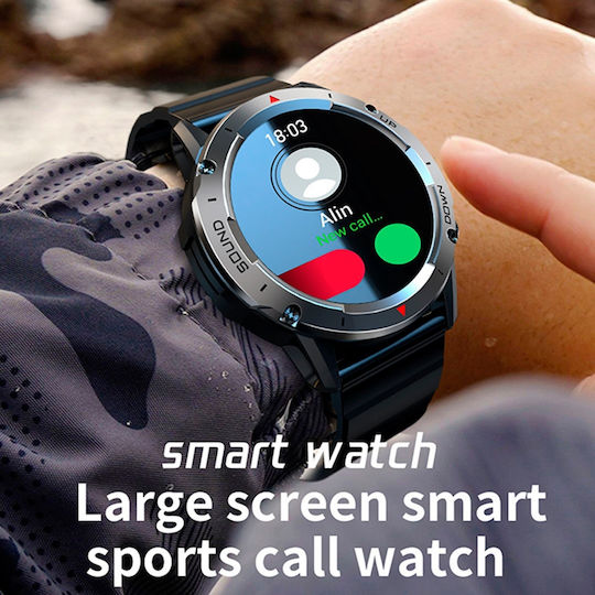 NX9 50mm Smartwatch with Heart Rate Monitor (Black / Khaki) view 3