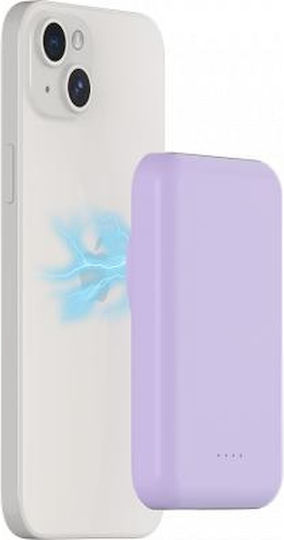 BigBen Connected MagSafe Power Bank 5000mAh 10W with USB-A Port and USB-C Port Purple view 3