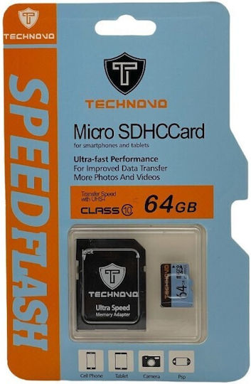 Technovo microSDHC 64GB Class 10 UHS-I with Adapter view 1