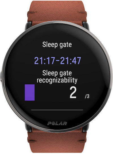 Polar Ignite 3 43mm Waterproof Smartwatch with Heart Rate Monitor (Titanium with Brown Strap) view 2