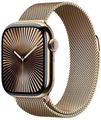Apple Watch Series 10 Cellular Titanium 46mm Waterproof with eSIM and Heart Rate Monitor (Gold Titanium - Milanese Loop Gold, M/L) view 2