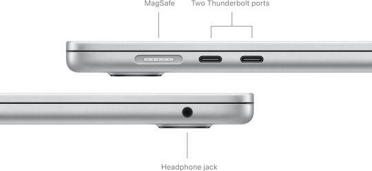 Apple MacBook Air 15" (2024) 15.3" Retina Display (M3-8-core/24GB/512GB SSD) Silver (GR Keyboard) vue 7
