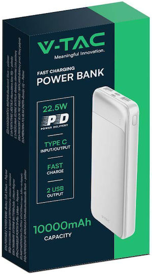 V-TAC 7834 Power Bank 10000mAh with USB-A Port and USB-C Port White view 4