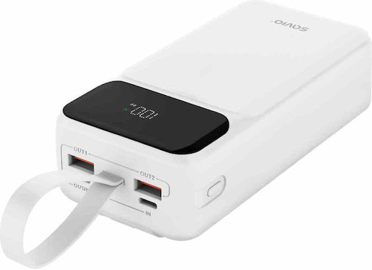 Savio BA-11 Power Bank 30000mAh with 2 USB-A Ports and 2 USB-C Ports Power Delivery / Quick Charge 3.0 White view 3