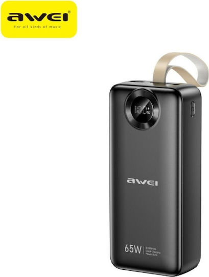 Awei PA-34 Power Bank 30000mAh 65W with 2 USB-A Ports and USB-C Port Black view 1