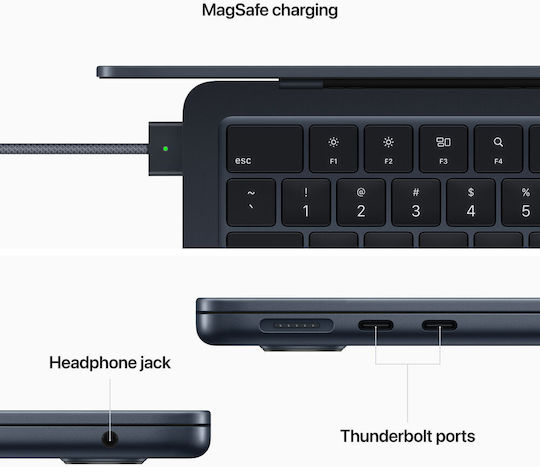 Apple MacBook Air 13.6" (2022) QHD+ (M2-8-core/8GB/512GB SSD) Midnight (US Keyboard) vue 3