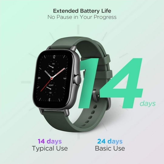 Amazfit GTS 2e Aluminium 43mm Waterproof Smartwatch with Heart Rate Monitor (Moss Green) vue 8