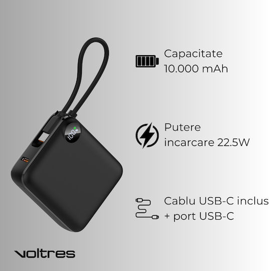 Voltres Power Bank 10000mAh 22.5W with USB-C Port Black view 3