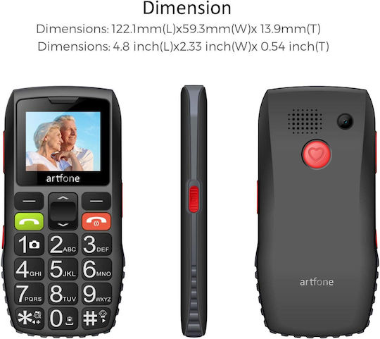 Artfone C1 Dual SIM Mobile with Buttons (Greek Menu) Black view 4