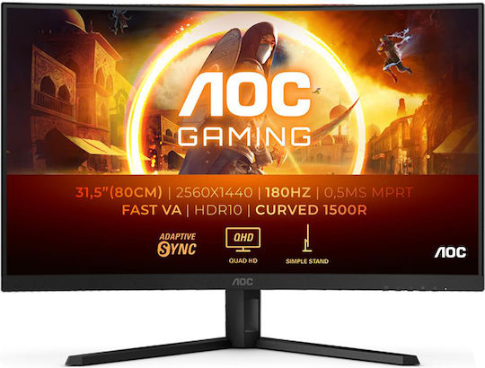 AOC VA HDR Curved Monitor 32" QHD 2560x1440 180Hz with Response Time 1ms GTG view 4
