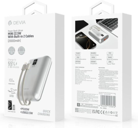 Devia EP208 Mini Power Bank 20000mAh 22.5W Silver view 3