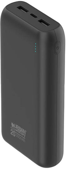 Urban Factory Power Bank 20000mAh with 2 USB-A Ports and USB-C Port Black view 2