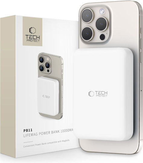 Tech-Protect PB11 Lifemag MagSafe Power Bank 10000mAh 15W with USB-C Port White
